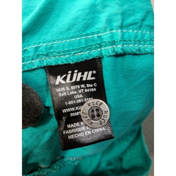 Kuhl Shorts Womens 14 Cotton Nylon Stretch Hiking Flap Pockets Bluish Green - Picture 5 of 15
